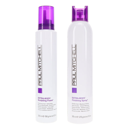 Paul Mitchell Extra Body Sculpting Foam 6.7 oz & Extra Body Finishing Spray 9.5 oz Combo Pack