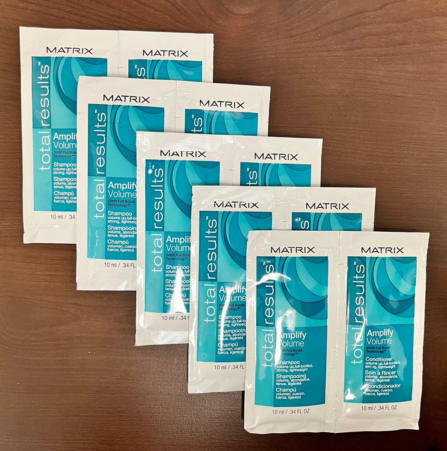 Matrix Total Results Amplify Volume Shampoo and Conditioner Sample Packets - 0.34 oz each (5 pack)