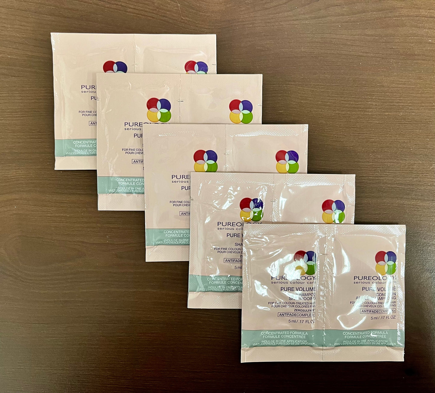 Pureology Pure Volume Shampoo and Conditioner Sample Packets - 0.17 oz each (5 pack)