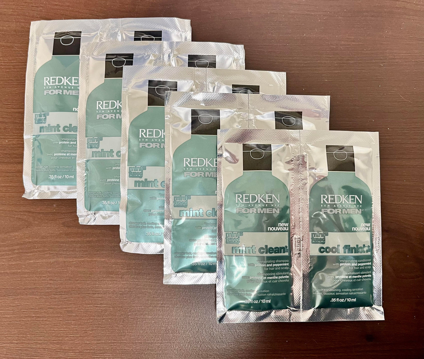 Redken For Men Mint Fused Shampoo and Conditioner Sample Packets - 0.34 oz each (5 pack)