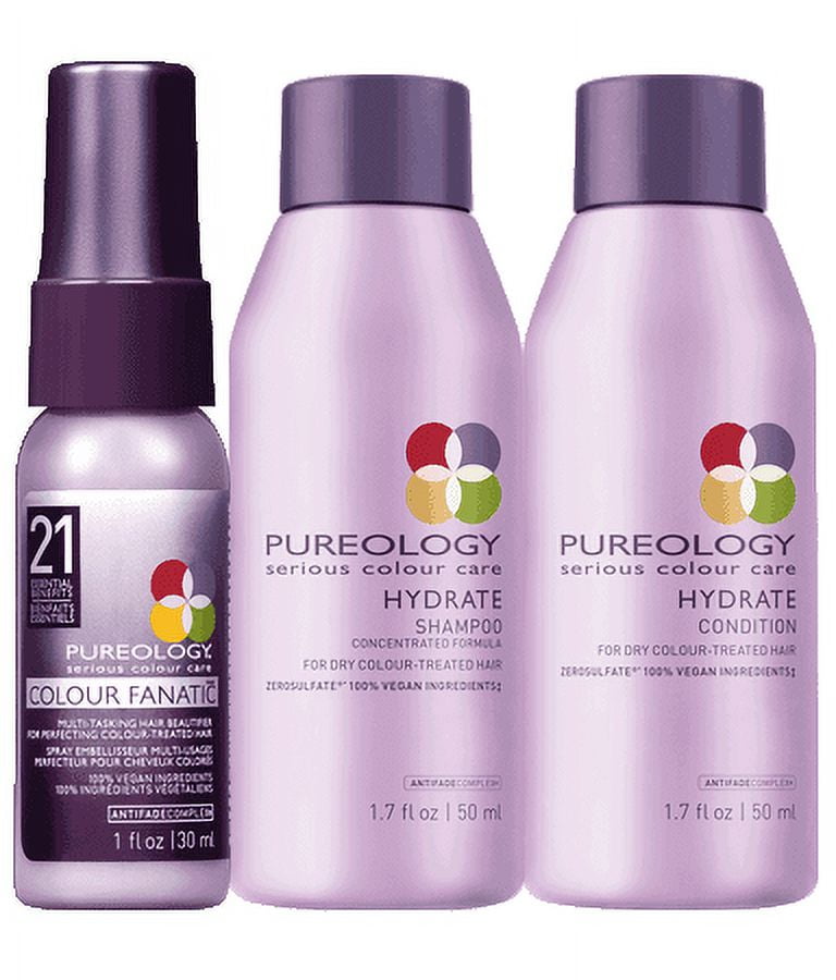 Pureology Hydrate Shampoo and Conditioner Travel Size Set - 1.7oz w/Color Fanatic 1.0 oz
