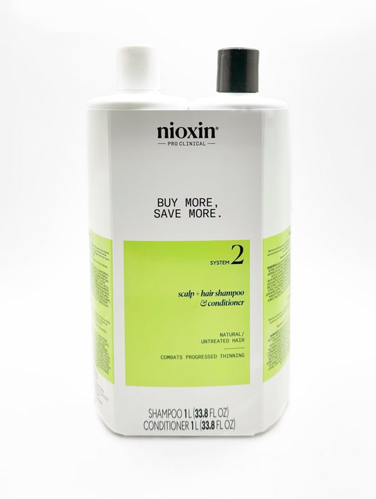 Nioxin System 2 Cleanser & Scalp Therapy Conditioner Duo - 33.8 Oz