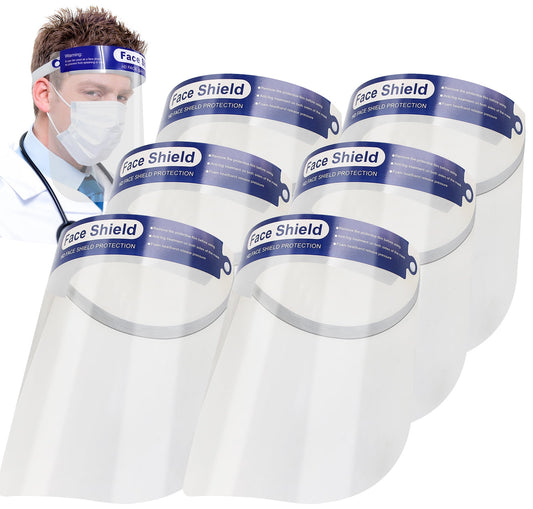 6 Safety Face Shield Screen Protector,Full Face Transparent Breathable Anti-Saliva Protect Screen for doctor nurse