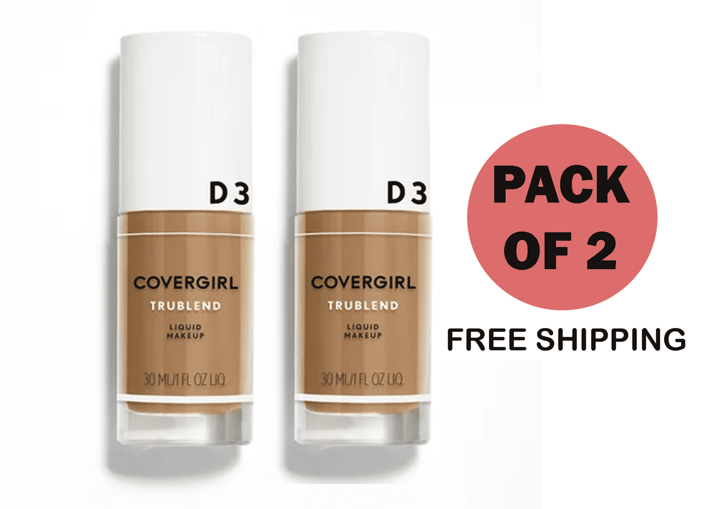 COVERGIRL truBlend Liquid Foundation - 1.0 oz - Honey Beige D3 (2 pack)