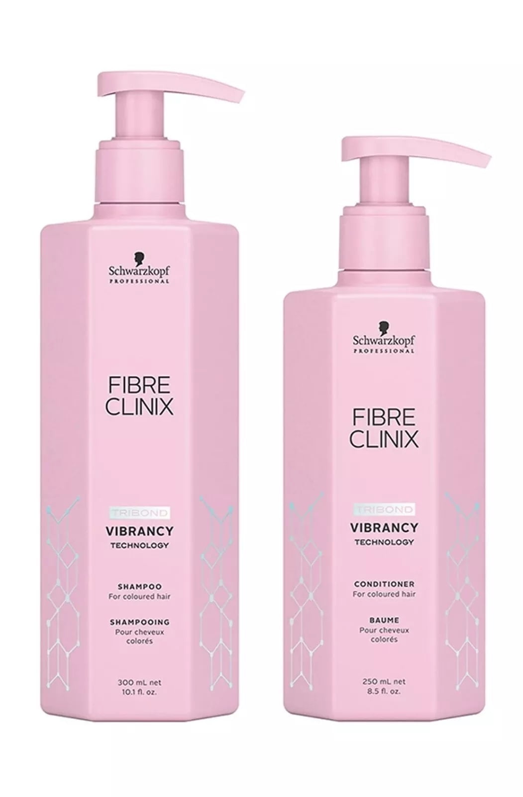 Schwarzkopf Fibre Clinix Vibrancy Shampoo and Conditioner Set - 10.1 oz / 8.5oz w/Tail Comb