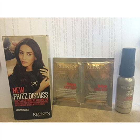 Redken Frizz Dismiss Kit Shampoo and Conditioner Sachet Set 0.17 oz each + Smooth Force 1.0 oz