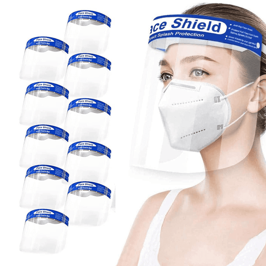 Safety Face Shield 10 pack, All-Round Protection Headband with Clear Anti-Fog Lens, Lightweight Transparent Shield with Elastic Band