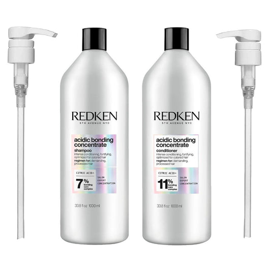 Redken Acidic Bonding Concentrate Shampoo and Conditioner Set with Pumps - 33.8 oz each