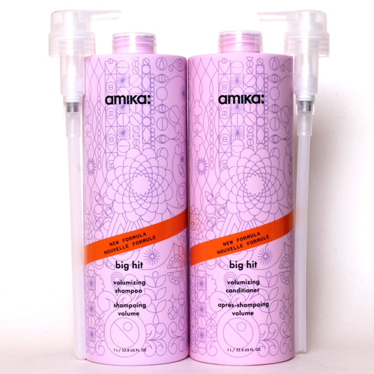 Amika Big Hit Volumizing Shampoo & Conditioner - 33.8 oz - Set w/Pump