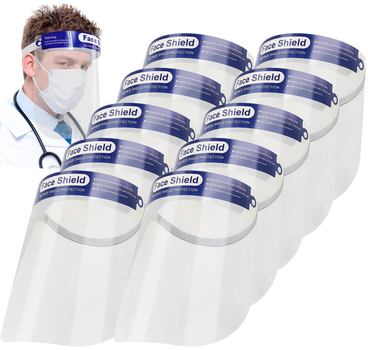 10 Safety Face Shield Screen Protector,Full Face Transparent Breathable Anti-Saliva Protect Screen for doctor nurse