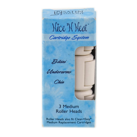 Satin Smooth Nice N Neat Bikini Underarms Chin Cartridge System ( 3 Medium Roller Heads)